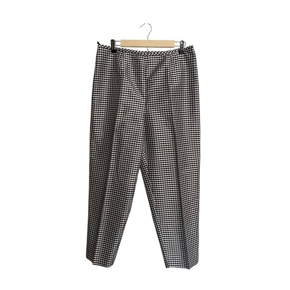 Evan-Picone Black & White Gingham 100% Silk Blend Pants Size 14 - Picture 1 of 3